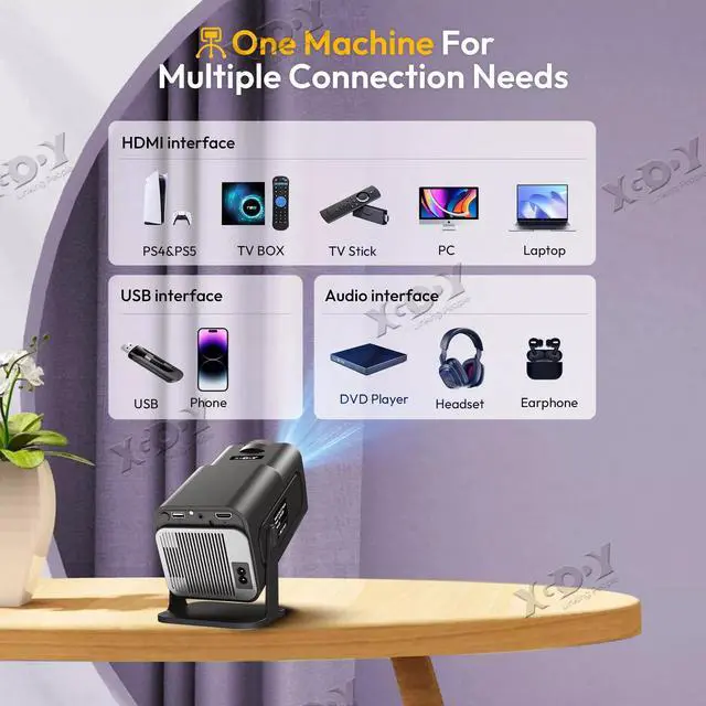 Alt view image 4 of 7 - XGODY Projector HY320 4K Native 1080P 150" LED Video Home Theater Cinema HDMI US
