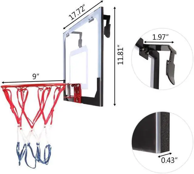 Alt view image 3 of 7 - Mini Basketball Hoop System Indoor Outdoor Home Office Over The Door Net Goal