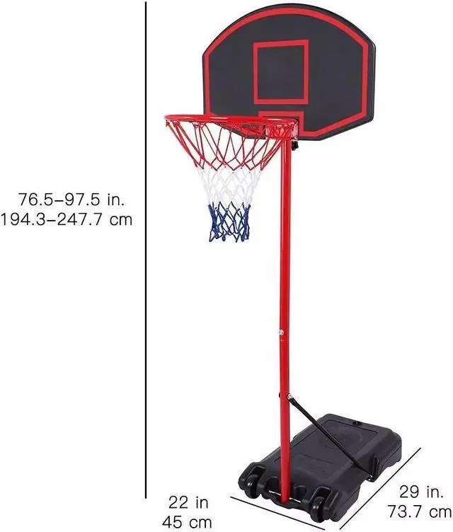 Alt view image 4 of 7 - 7.2Ft Basketball Hoop Adjustable Backboard Rim Portable Indoor Outdoor Fitness