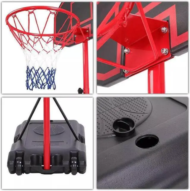 Alt view image 6 of 7 - 7.2Ft Basketball Hoop Adjustable Backboard Rim Portable Indoor Outdoor Fitness