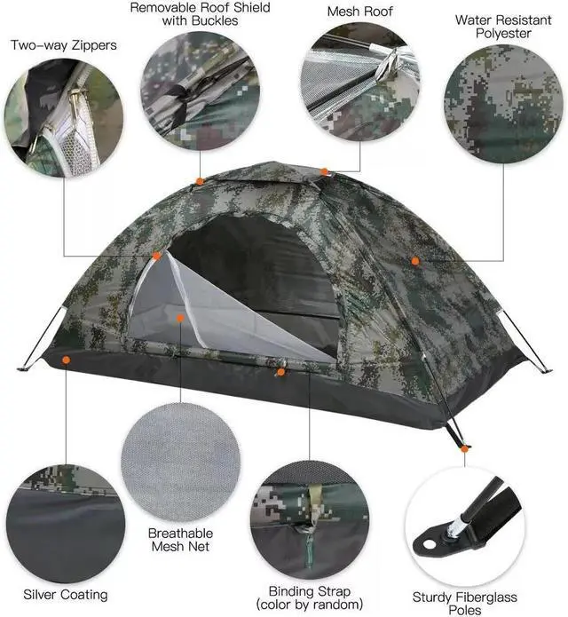 Alt view image 4 of 7 - 10'x30' Outdoor Camping Dome Tent Lightweight Waterproof Tent For 2-3 Person