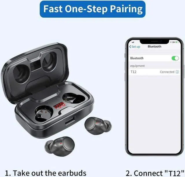 Alt view image 4 of 7 - Wireless Earbuds, 100H Playtime Bluetooth 5.3 Touch Control IPX7 Waterproof Ture Wireless Bluetooth Earbuds with LED Digital Display Mic Earphone in-Ear for iPhone Android