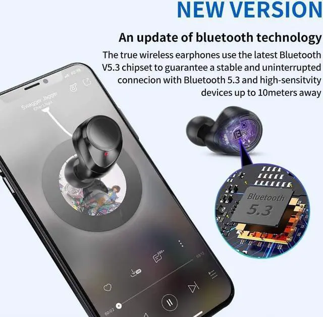 Alt view image 2 of 7 - Wireless Earbuds, 100H Playtime Bluetooth 5.3 Touch Control IPX7 Waterproof Ture Wireless Bluetooth Earbuds with LED Digital Display Mic Earphone in-Ear for iPhone Android