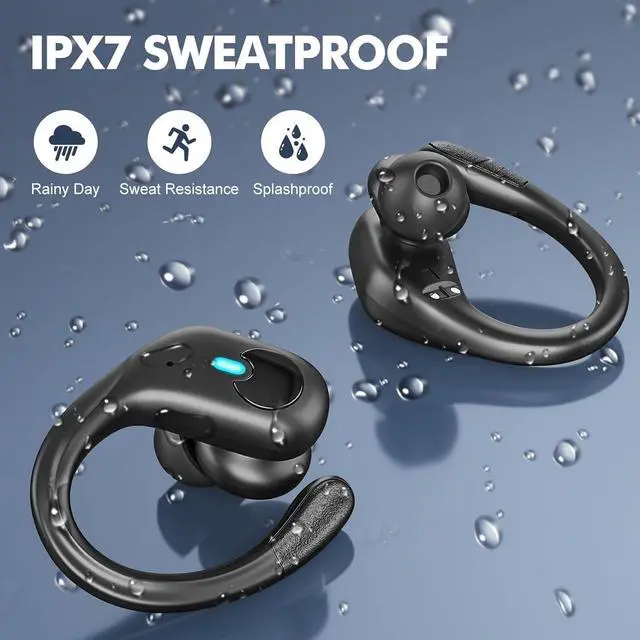 Alt view image 5 of 7 - Wireless Earbuds Bluetooth Headphones 80Hrs Playback with LED Diaplay Wireless Charging Case Noise Cancelling Ear Buds with Earhooks, IPX7 Waterproof Over Ear Earphones for Sports Running Workout