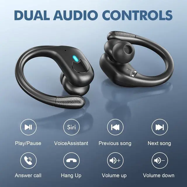 Alt view image 6 of 7 - Wireless Earbuds Bluetooth Headphones 80Hrs Playback with LED Diaplay Wireless Charging Case Noise Cancelling Ear Buds with Earhooks, IPX7 Waterproof Over Ear Earphones for Sports Running Workout