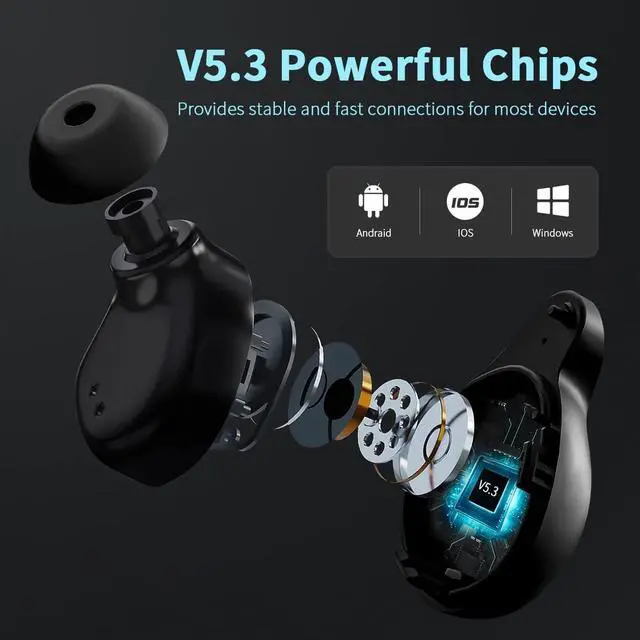 Alt view image 4 of 5 - Wireless Earbuds, Bluetooth 5.3 Headphones 88Hrs Play Time with 1800mAh Charging Case in-Ear Stereo Earphones,Cell Phones Charging Function, IPX7 Waterproof Earphone for Phone Sports