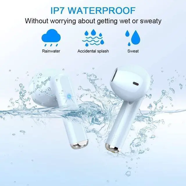 Alt view image 6 of 7 - Wireless Earbuds, Bluetooth 5.3 Headphones HiFi Stereo, Mini in-Ear Bluetooth Earbuds, Wireless Earphones with 4 ENC Noise Cancelling Mic, LED Display, Touch Control Ear Buds,  Light Blue