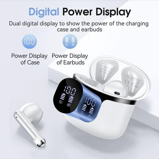Alt view image 2 of 7 - Wireless Earbuds, True Wireless Bluetooth Earbuds, Bluetooth Earphones with Hi-Fi Stereo Audio, Built-in Mic to Clear Calls, Type-C Quick Charge, Touch Control 50H Playtime for Sports/Work