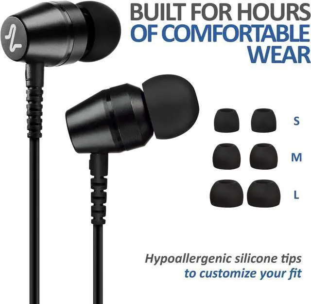 Alt view image 3 of 7 - LUDOS OMNITONE Wired Earbuds in-Ear Headphones, Earphones with Microphone, 5 Years Warranty, Noise Isolation Corded for 3.5mm Jack Ear Buds for iPhone, iPad, Samsung, Computer, Laptop, Gaming, Sports