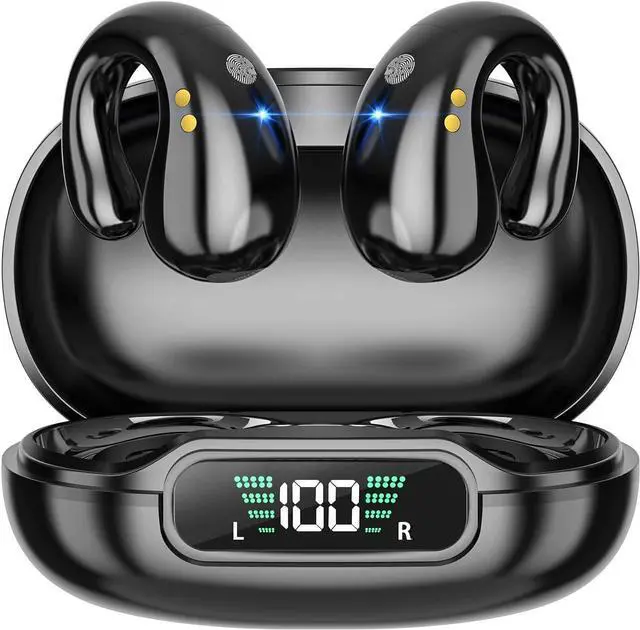 Main image of Wireless Bluetooth Earbuds Clip-On Open Headphones 2023 Newly, 80H Playtime Bluetooth 5.3 Ear Buds with LED Display Charging Case, IPX7 Waterproof for Sport/Running/Work