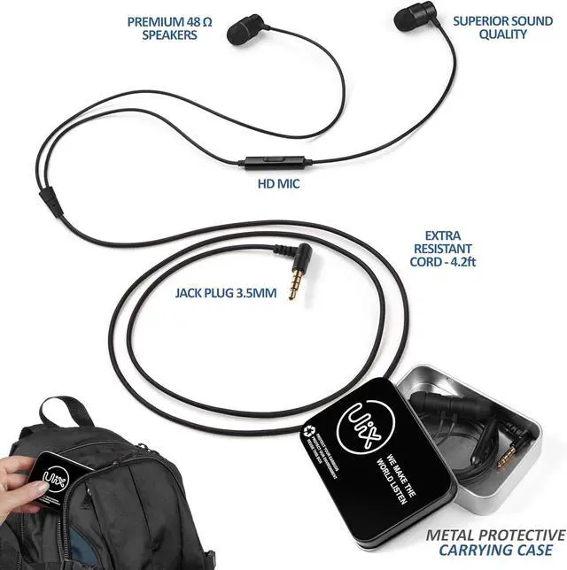 Alt view image 3 of 5 - ULIX Rider Wired Earbuds in-Ear Headphones, Earphones with Microphone, 5 Years Warranty, Ecouteur avec Fil, Anti-Tangle Reinforced Cable, 48  Driver, Bass Ear Buds Phones for iPhone, iPad, Samsung