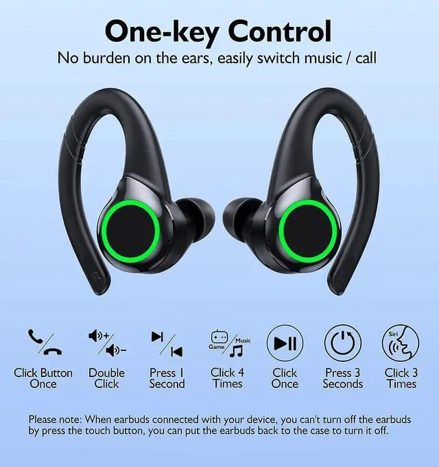 Alt view image 5 of 7 - FITECRO Wireless Earbuds Bluetooth V5.2 Earbuds Built-in 4 Mic Bluetooth Headphones in-Ear Stereo Wireless Earphones 64H Total Playtime with Charging Case Waterproof Headset Ear Buds for Sport Running