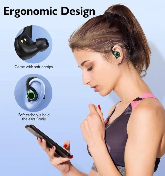 Alt view image 3 of 7 - FITECRO Wireless Earbuds Bluetooth V5.2 Earbuds Built-in 4 Mic Bluetooth Headphones in-Ear Stereo Wireless Earphones 64H Total Playtime with Charging Case Waterproof Headset Ear Buds for Sport Running