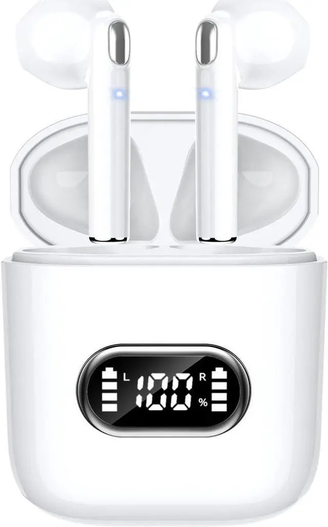 Main image of Wireless Earbuds, Bluetooth 5.3 Earbuds with 2024 New HiFi ENC Call Noise Cancelling 4 Mics, Headphones Bluetooth Wireless, IP7 Waterproof LED Display Wireless Headphones, 50H Playtime, Mini White