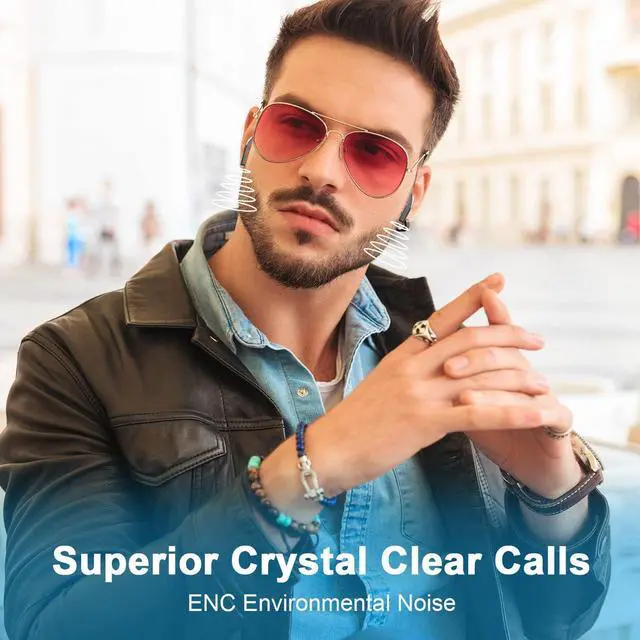 Alt view image 7 of 7 - Wireless Earbuds, Bluetooth 5.3 Headphones HiFi Stereo, Wireless Earphones with ENC Noise Cancelling Mic, IP7 Waterproof Bluetooth Earbuds, 40H, LED Display, Touch Control Ear Buds, Mysterious Black