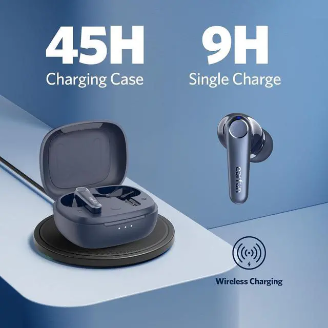 Alt view image 3 of 7 - EarFun Air Pro 3 Noise Cancelling Wireless Earbuds, Qualcomm® aptX Adaptive Sound, 6 Mics CVC 8.0 ENC, Bluetooth 5.3 Earbuds, Multipoint Connection, 45H Playtime, App Customize EQ, Blue