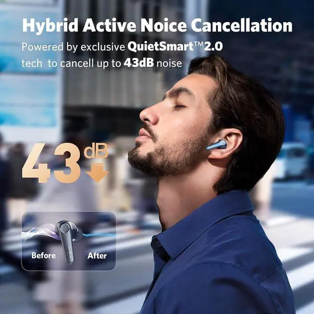 Alt view image 7 of 7 - EarFun Air Pro 3 Noise Cancelling Wireless Earbuds, Qualcomm® aptX Adaptive Sound, 6 Mics CVC 8.0 ENC, Bluetooth 5.3 Earbuds, Multipoint Connection, 45H Playtime, App Customize EQ, Blue