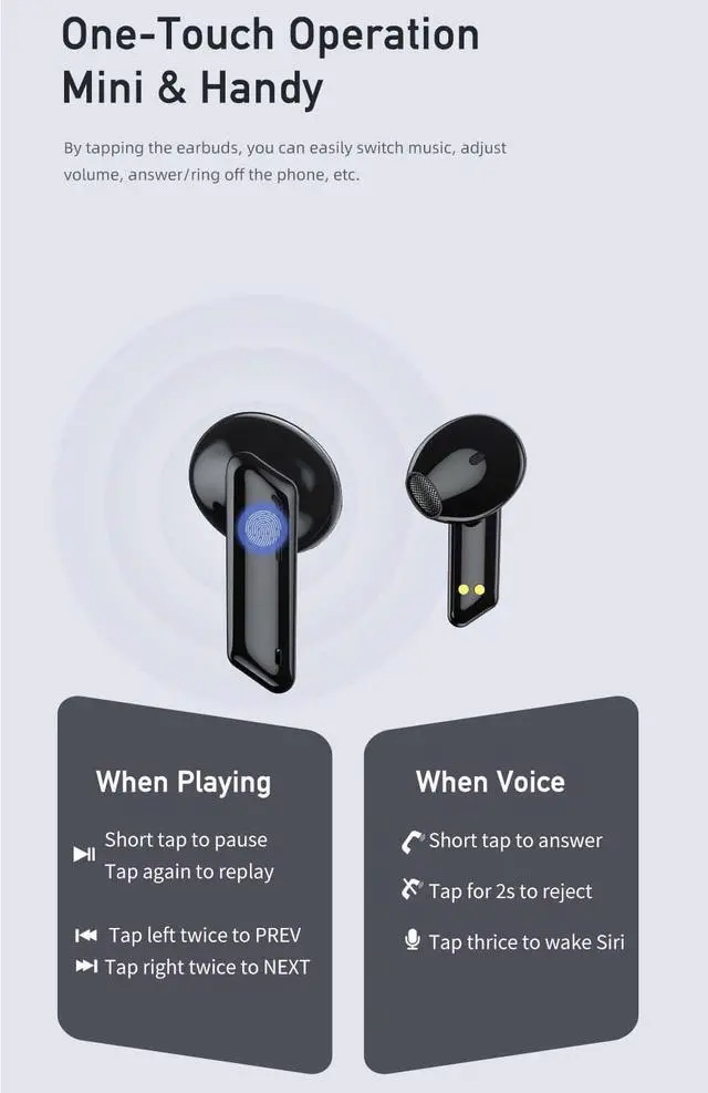 Alt view image 7 of 7 - Wireless Earbuds Headphones Bluetooth Wireless 40Hrs Battery Life Wireless Headphones Bluetooth V5.0 Earbuds Waterproof and Gaming Earbuds with Microphone for Smartphones Laptop