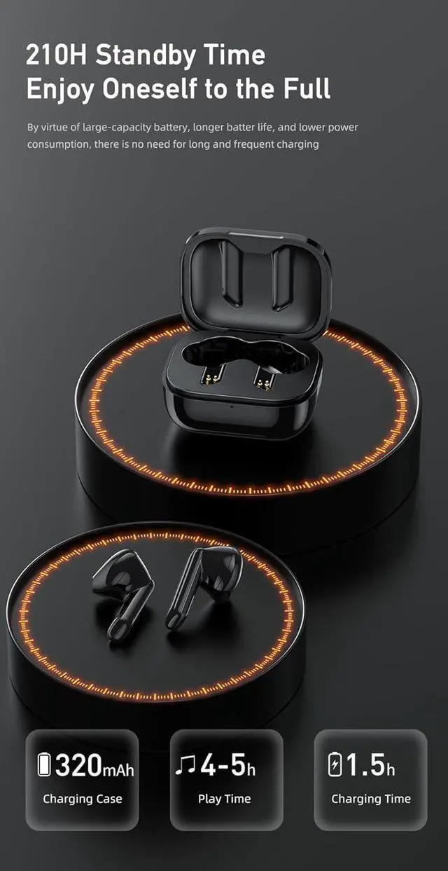 Alt view image 3 of 7 - Wireless Earbuds Headphones Bluetooth Wireless 40Hrs Battery Life Wireless Headphones Bluetooth V5.0 Earbuds Waterproof and Gaming Earbuds with Microphone for Smartphones Laptop