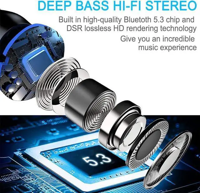 Alt view image 5 of 7 - Wireless Earbuds, Bluetooth 5.3 Earbuds with 140H Playtime, Bluetooth Headphones Noise Cancelling Stereo Bass Wireless Earphones in Ear USB-C Charging Case, IP7 Waterproof Sport for for Android iOS