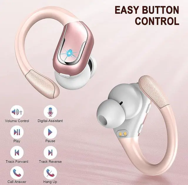 Alt view image 2 of 7 - Wireless Earbuds Sport, Bluetooth 5.3 Headphones Wireless with ENC Noise Cancelling Mic, 75H Playtime Bluetooth Headphones Running IP7 Waterproof, Wireless in Ear Earphones for iOS/Android Rose Gold