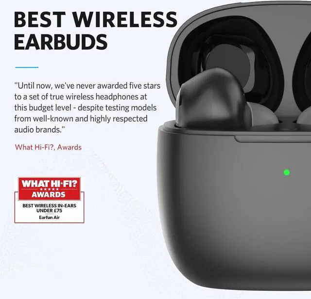 Alt view image 3 of 7 - EarFun® Air Wireless Earbuds, [Upgraded Version] [What Hi-Fi Awards] Bluetooth Earbuds with 4 Mics, Sweatshield IPX7 Waterproof, Game Mode, Wireless Charging, Deep Bass, 35H Playtime, IPX7 Waterproof