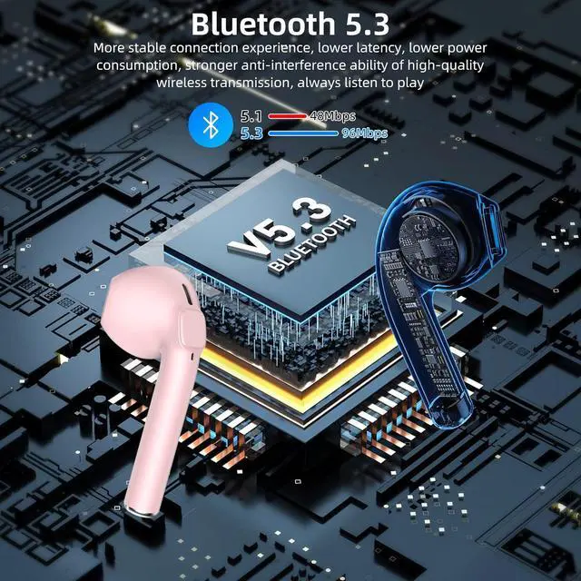 Alt view image 5 of 7 - Wireless Earbuds, Bluetooth 5.3 Earbuds, 13mm Driver Wireless Headphones with Hi-Fi Stereo Audio, Bluetooth Headphones with 4 Mic Noise Reduction, IPX7 Waterproof, 30Hrs, Low Latency for iOS/Android