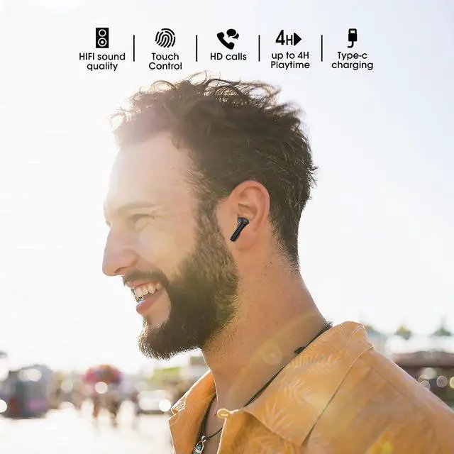 Alt view image 6 of 6 - Wireless Earbuds, Bluetooth 5.3 Headphones 50H Playtime with LED Digital Display Charging Case, IPX5 Waterproof HiFi Stereo Earphones with Mic for Android iOS Cell Phone Computer Laptop Sports