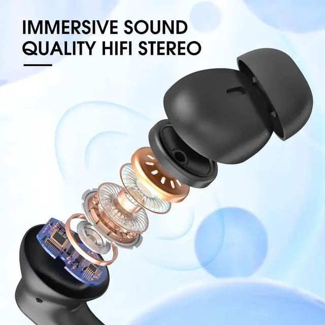 Alt view image 2 of 6 - Wireless Earbuds, Bluetooth 5.3 Headphones 50H Playtime with LED Digital Display Charging Case, IPX5 Waterproof HiFi Stereo Earphones with Mic for Android iOS Cell Phone Computer Laptop Sports