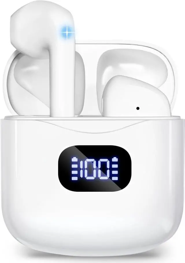 Main image of Yideing WirelessEarbuds,Bluetooth 5.3 Headphones Half in-Ear Earbuds 40Hrs Playtime with LED Digital Display Charging Case,IPX5 Waterproof HiFi Stereo Earphones with Mic for Cell Phone Laptop Sports