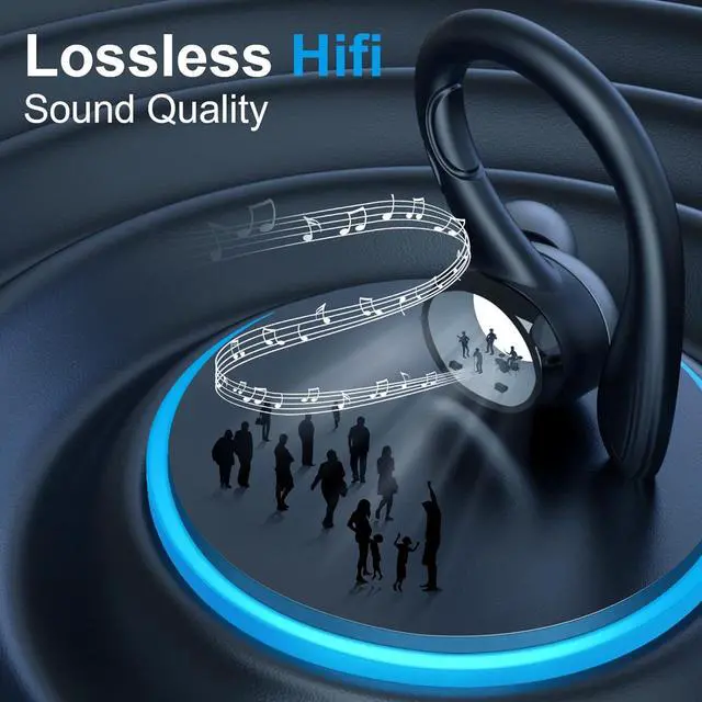 Alt view image 3 of 5 - Wireless Earbuds Bluetooth 5.3 Earphones 50Hrs Playtime,Over-Ear Earphones with Earhook Sports Headphones IPX7 Waterproof HiFi Stereo Built-in Mic with LED Digital Display for Sports Running Workout