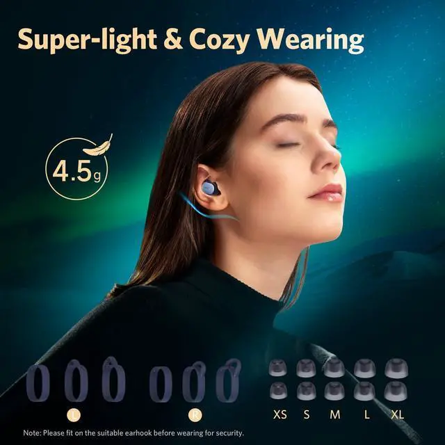 Alt view image 6 of 7 - EarFun Free Pro 3 Noise Canceling Wireless Earbuds, Snapdragon Sound with Qualcomm aptX Adaptive, 6 Mics ENC, Bluetooth 5.3 Earbuds, Multipoint Connection, Customizable EQ App, 33Hrs, Navy Blue