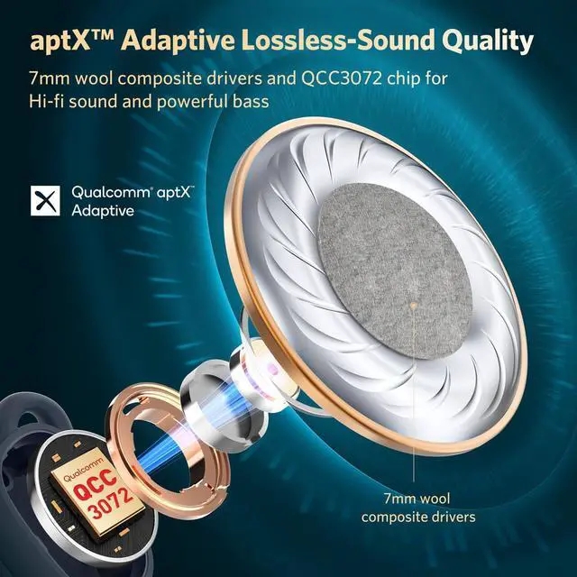 Alt view image 2 of 7 - EarFun Free Pro 3 Noise Canceling Wireless Earbuds, Snapdragon Sound with Qualcomm aptX Adaptive, 6 Mics ENC, Bluetooth 5.3 Earbuds, Multipoint Connection, Customizable EQ App, 33Hrs, Navy Blue