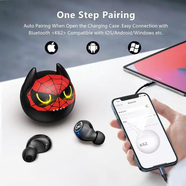 Alt view image 6 of 7 - Wireless Earbuds for Kids and Adults Bluetooth 5.0 Headphones with Microphone and Noise Reduction  36H Playtime IPX5 Waterproof Touch Control, HiFi Stereo Earphone for boy or Girl as a Gift