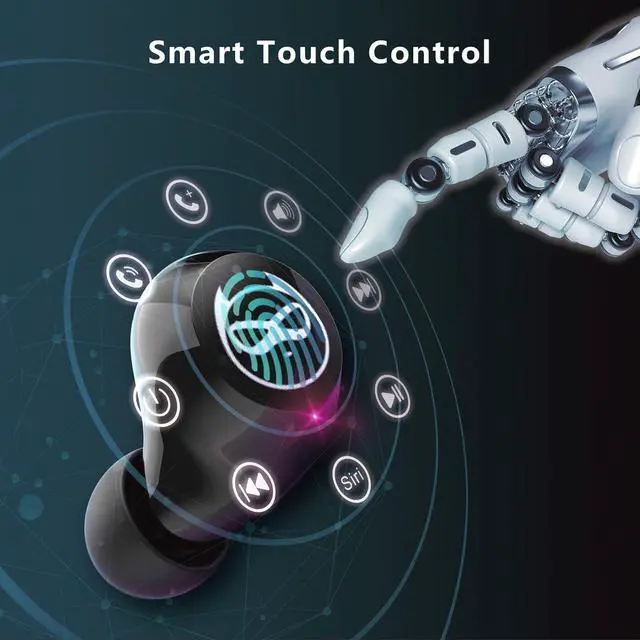 Alt view image 6 of 6 - Halfic Kids Wireless Earbuds for Small Ears - Bluetooth 5.0 Headphones with Mic and Charge case  36H Playtime,Touch Control, HiFi Stereo in Ear Earphone for Kids and Adults