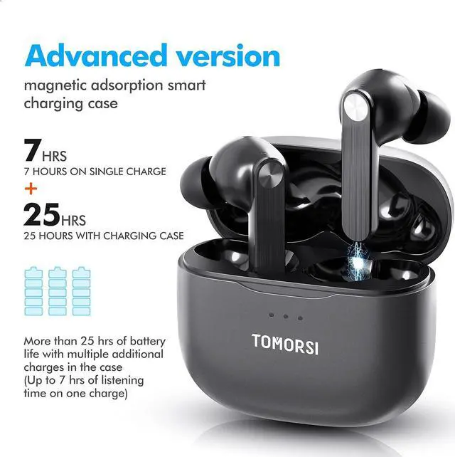 Alt view image 2 of 6 - Wireless Earbuds, Bluetooth Earbuds, IPX7 Waterproof Earphones Wireless Touch Control, Built-in Noise Cancellation Mic, 25 Hrs with Type-C Charging in-Ear Earbuds with Running/Fitness