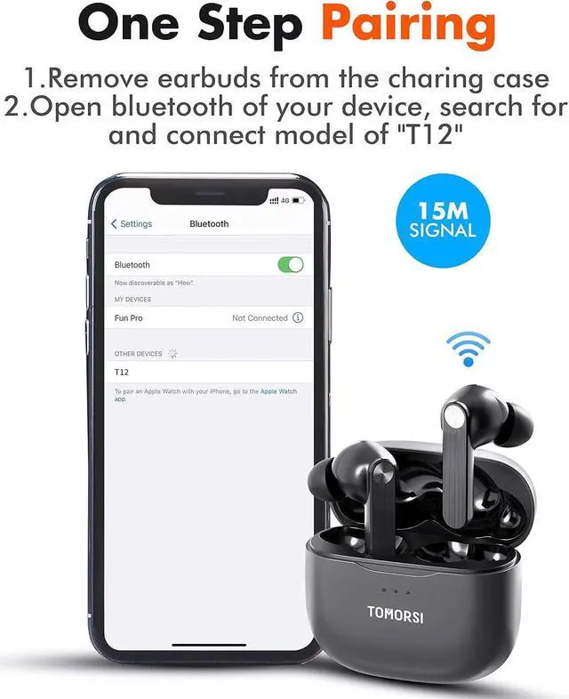 Alt view image 6 of 6 - Wireless Earbuds, Bluetooth Earbuds, IPX7 Waterproof Earphones Wireless Touch Control, Built-in Noise Cancellation Mic, 25 Hrs with Type-C Charging in-Ear Earbuds with Running/Fitness