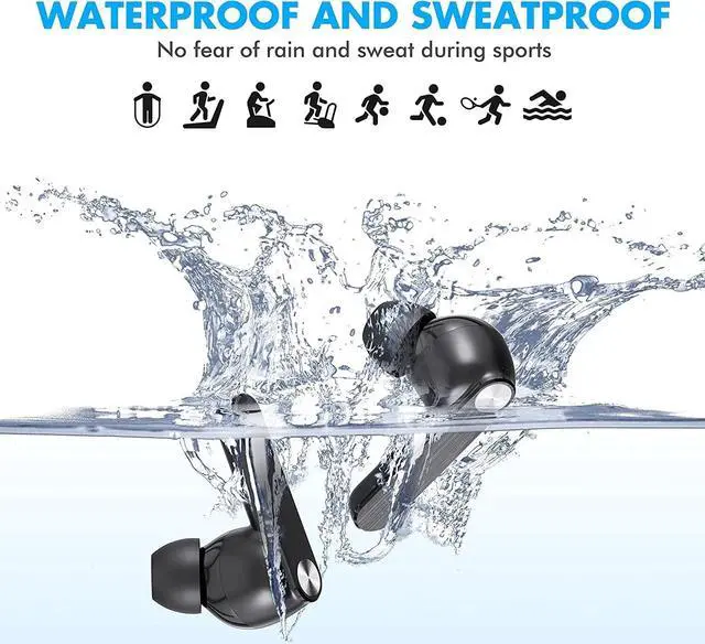Alt view image 5 of 6 - Wireless Earbuds, Bluetooth Earbuds, IPX7 Waterproof Earphones Wireless Touch Control, Built-in Noise Cancellation Mic, 25 Hrs with Type-C Charging in-Ear Earbuds with Running/Fitness