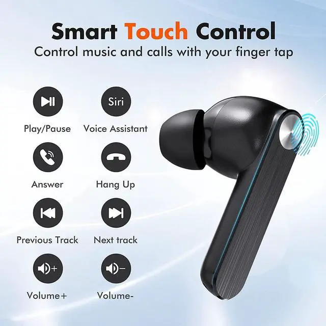 Alt view image 4 of 6 - Wireless Earbuds, Bluetooth Earbuds, IPX7 Waterproof Earphones Wireless Touch Control, Built-in Noise Cancellation Mic, 25 Hrs with Type-C Charging in-Ear Earbuds with Running/Fitness