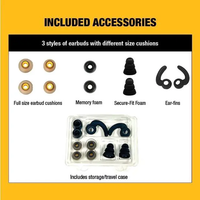 Alt view image 5 of 6 - DEWALT Wireless Bluetooth Neckband Headphones  Neckband Earphones with 15H Playtime  Noise-Isolating Wireless Earbuds  Jobsite Pro Built-in Mic for Crystal-Clear Calls