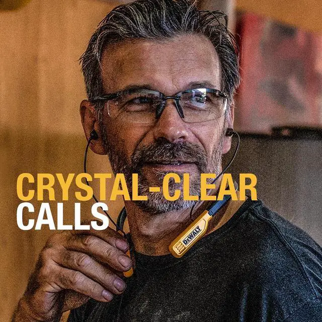 Alt view image 3 of 6 - DEWALT Wireless Bluetooth Neckband Headphones  Neckband Earphones with 15H Playtime  Noise-Isolating Wireless Earbuds  Jobsite Pro Built-in Mic for Crystal-Clear Calls