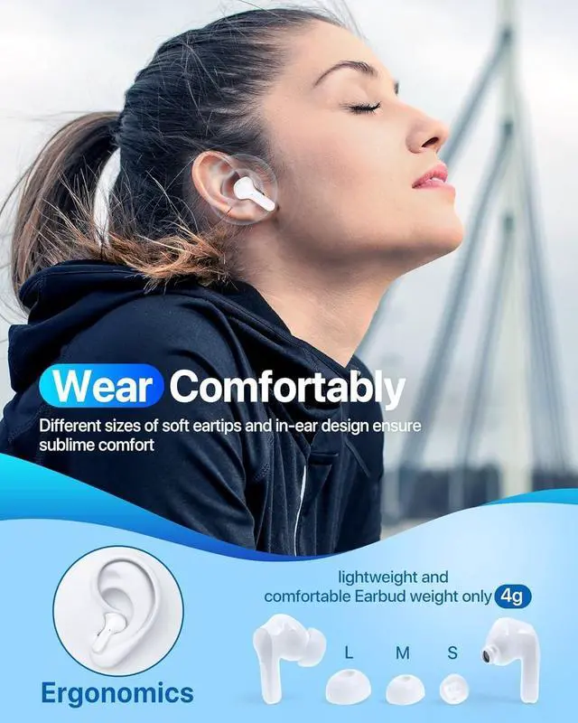 Alt view image 4 of 7 - Bcaikair Wireless Earbuds Bluetooth Headphones 35H Playtime Ear Buds with LED Power Display Charging Case & Deep Bass, IPX7 Waterproof Earphones Microphone Stereo Headset for iPhone and Android Laptop