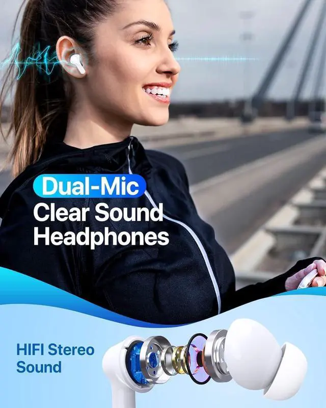 Alt view image 7 of 7 - Bcaikair Wireless Earbuds Bluetooth Headphones 35H Playtime Ear Buds with LED Power Display Charging Case & Deep Bass, IPX7 Waterproof Earphones Microphone Stereo Headset for iPhone and Android Laptop