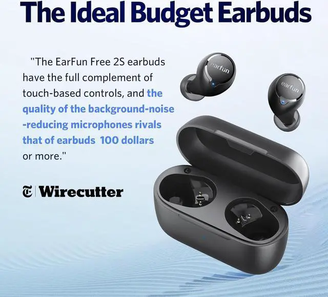Alt view image 5 of 6 - EarFun Free 2S Wireless Earbuds, [Upgraded Version] Bluetooth Earbuds with Deep Bass, 4 Mics for Clear Call, Customizable EQ App, IPX7 Waterproof in-Ear Headphones, 30H Playtime, Wireless Charging