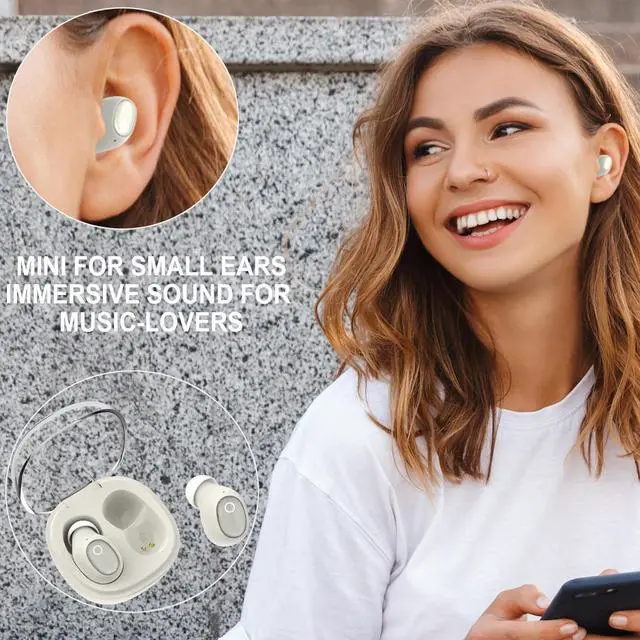 Alt view image 6 of 6 - eleror Mini Bluetooth Headphones T1, Wireless Bluetooth Earbuds for Small Ears Canal Women Men, Crystal Ear Buds Bluetooth with Noise Reduction Call, Immersive Sound for Android Phone iPhone Tablets
