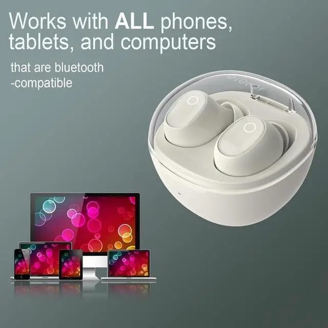 Alt view image 5 of 6 - eleror Mini Bluetooth Headphones T1, Wireless Bluetooth Earbuds for Small Ears Canal Women Men, Crystal Ear Buds Bluetooth with Noise Reduction Call, Immersive Sound for Android Phone iPhone Tablets