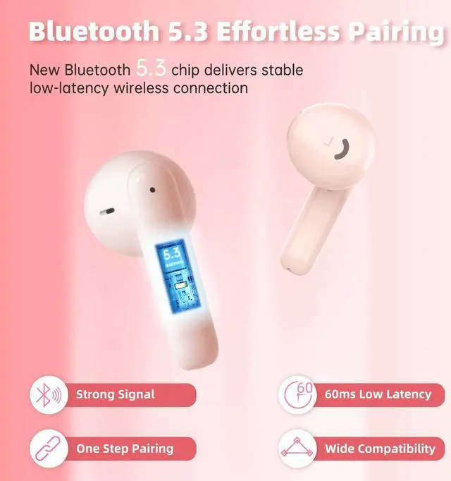 Alt view image 4 of 7 - GIEC New True Wireless Earbuds Bluetooth 5.3 60H Playback Dustproof IP55 Waterproof Bluetooth Earbud with 4 Mics Noise Reduction for Clear Calls HiFi Stereo Sound Ear Buds for iPhone Android Tablet