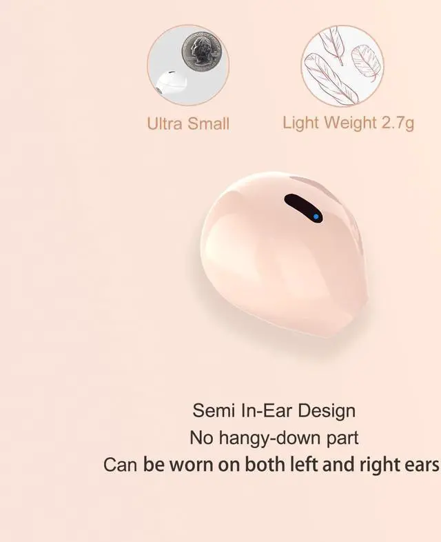Alt view image 2 of 6 - Mini Sleep Earbuds Bluetooth Tiny Headphone True Wireless Earpiece with Charging Case Handsfree for iPhone and Android Phones (Beige Single)