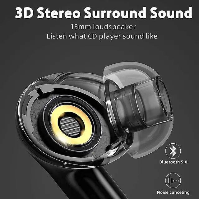 Alt view image 2 of 7 - Wireless Earbuds,Bluetooth Headphones, IPX7 Waterproof Sports 3D Stereo Headphones with 24Hr Playtime Noise Canceling in-Ear Built-in Mic Headset for Android/iPhone/Samsung