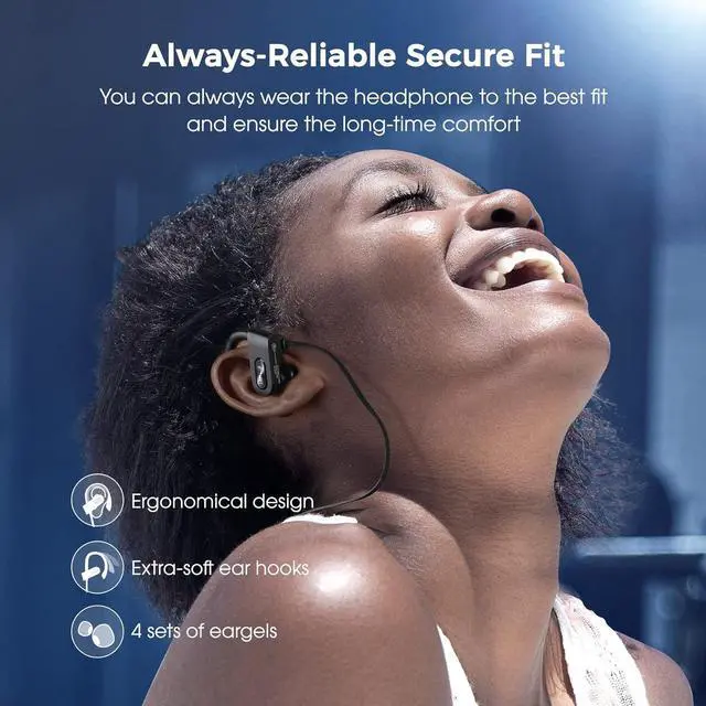 Alt view image 7 of 7 - Bluetooth Headphones Earbuds, Deep Bass Wireless Running Earbuds w/16 Hrs Playtime, Bluetooth Earphones in-Ear w/Earhooks, IPX7 Waterproof Sports Wireless Headphons with Microphone for Calls